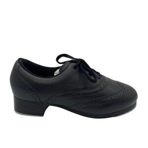 Capezio Tap Shoes Womens Size 8.5W Black Leather Tele Tone Split Sole Dance